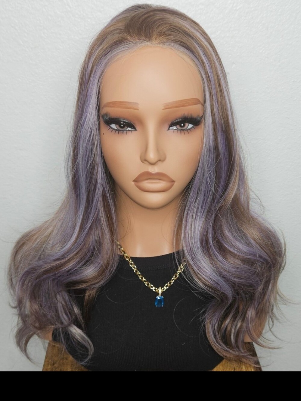 18" MACA BAKA Cecily Lavender Balayage Lace Front Wig – Heat Friendly Synthetic